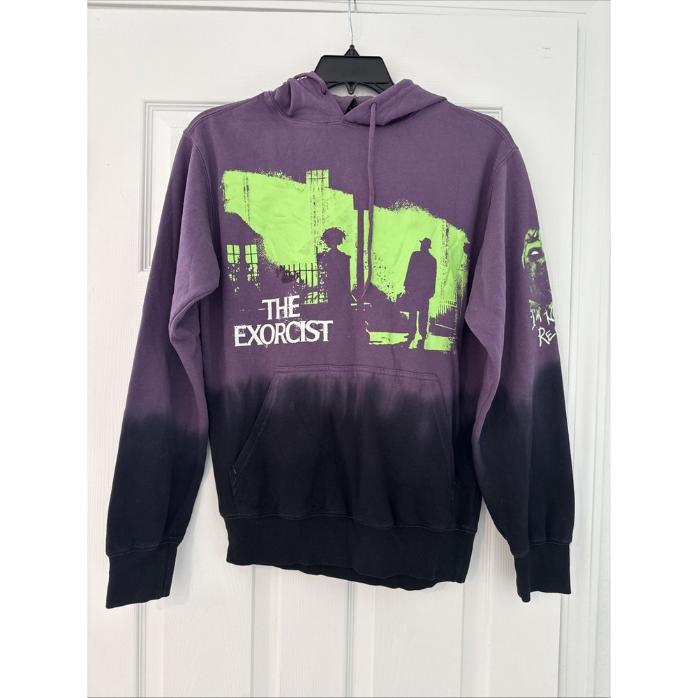 THE EXORCIST Licensed Hooded Sweatshirt Purple Black Hoodie Mens S NWT